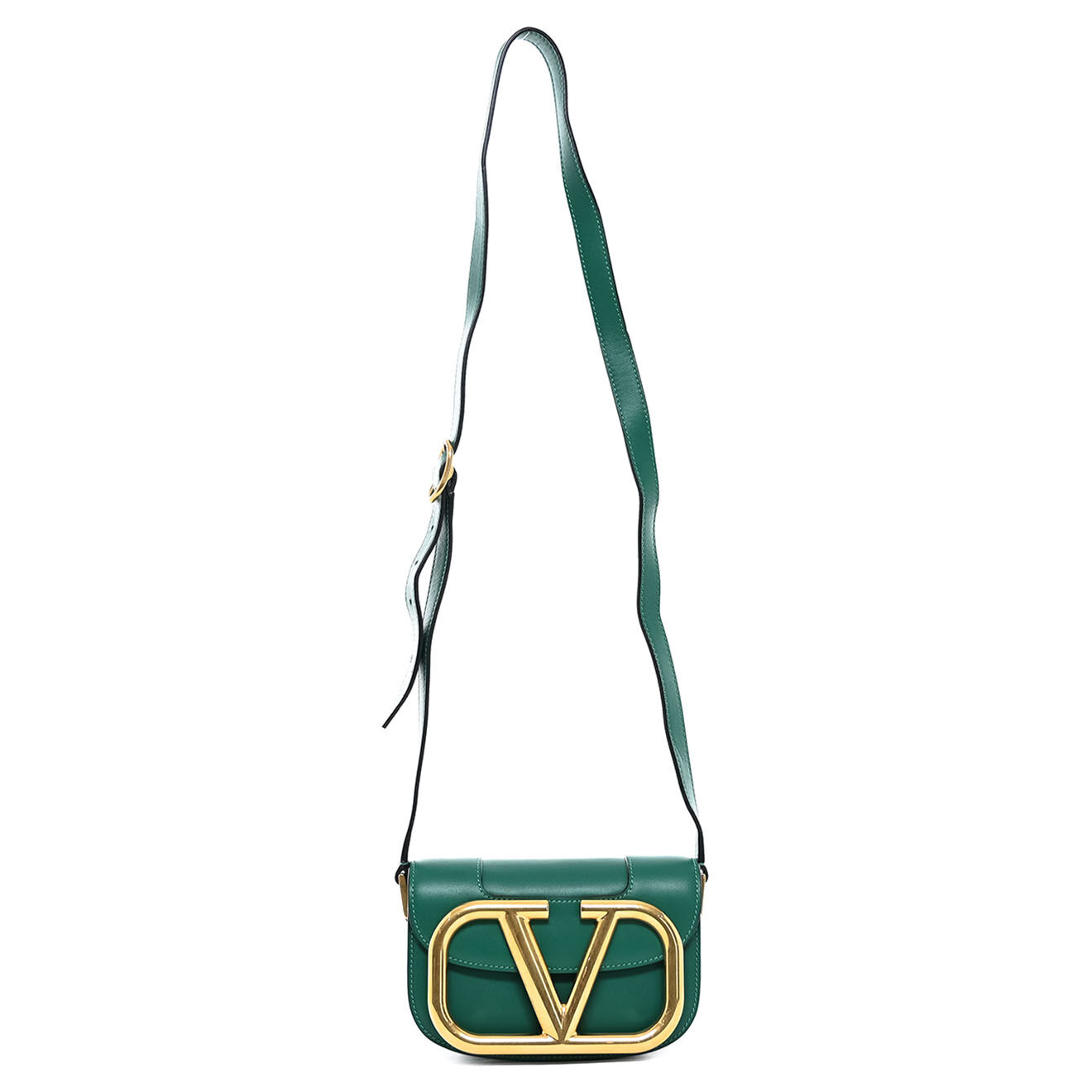 Valentino Sac bandoulière en Cuir Supervee vert - Très bon état - Longueur 18 cm