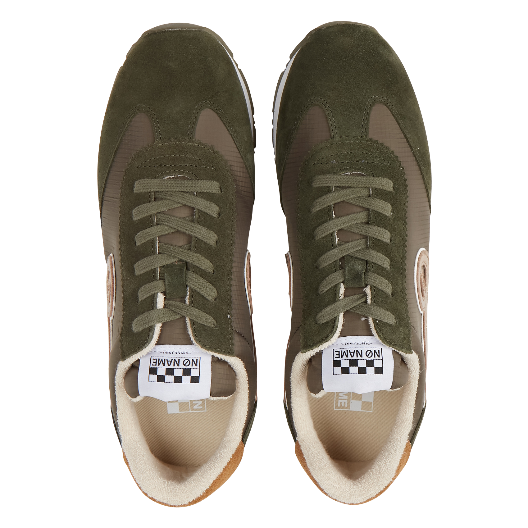 Baskets basses bi-matière | Kaki