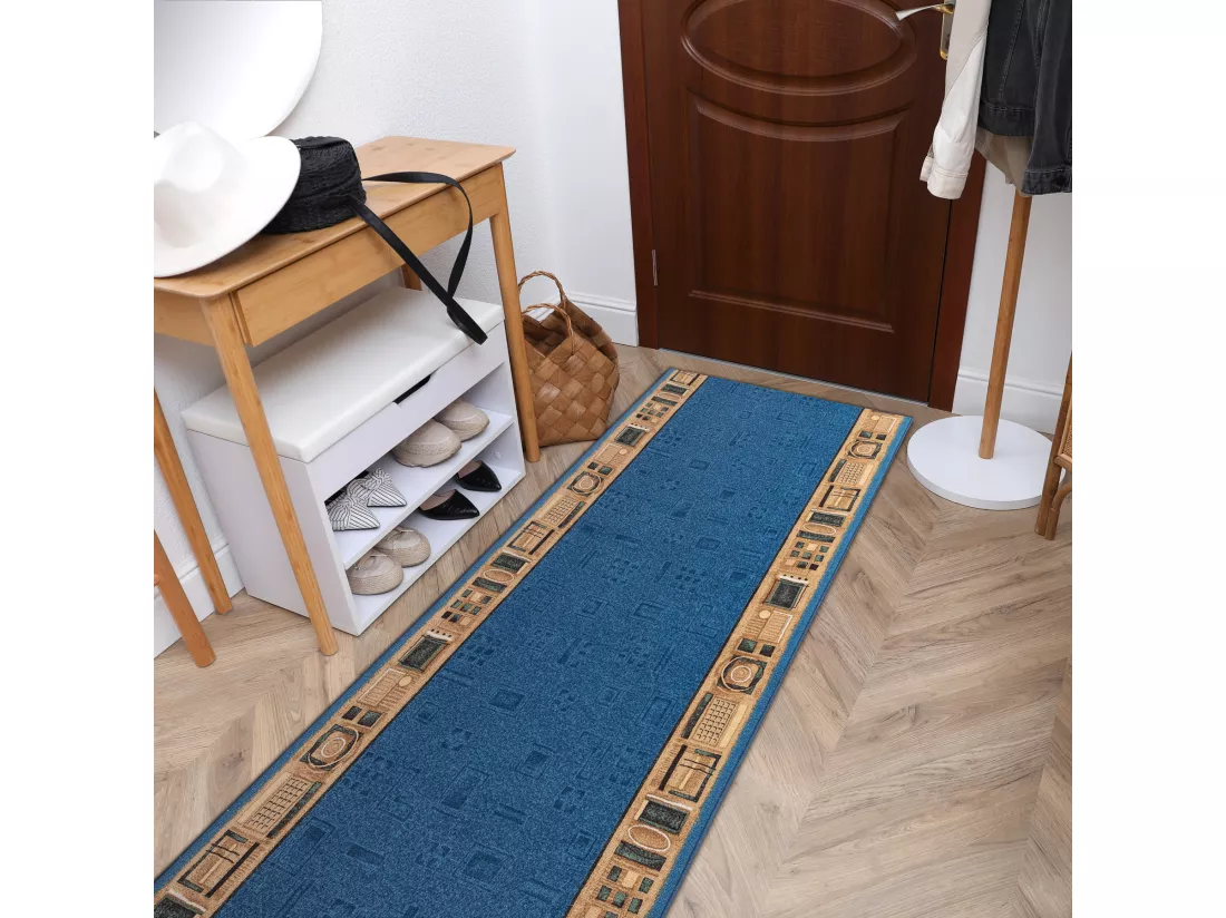 TAPIS DE COULOIR ANTIDÉRAPANT JENA bleu 80x1400 cm