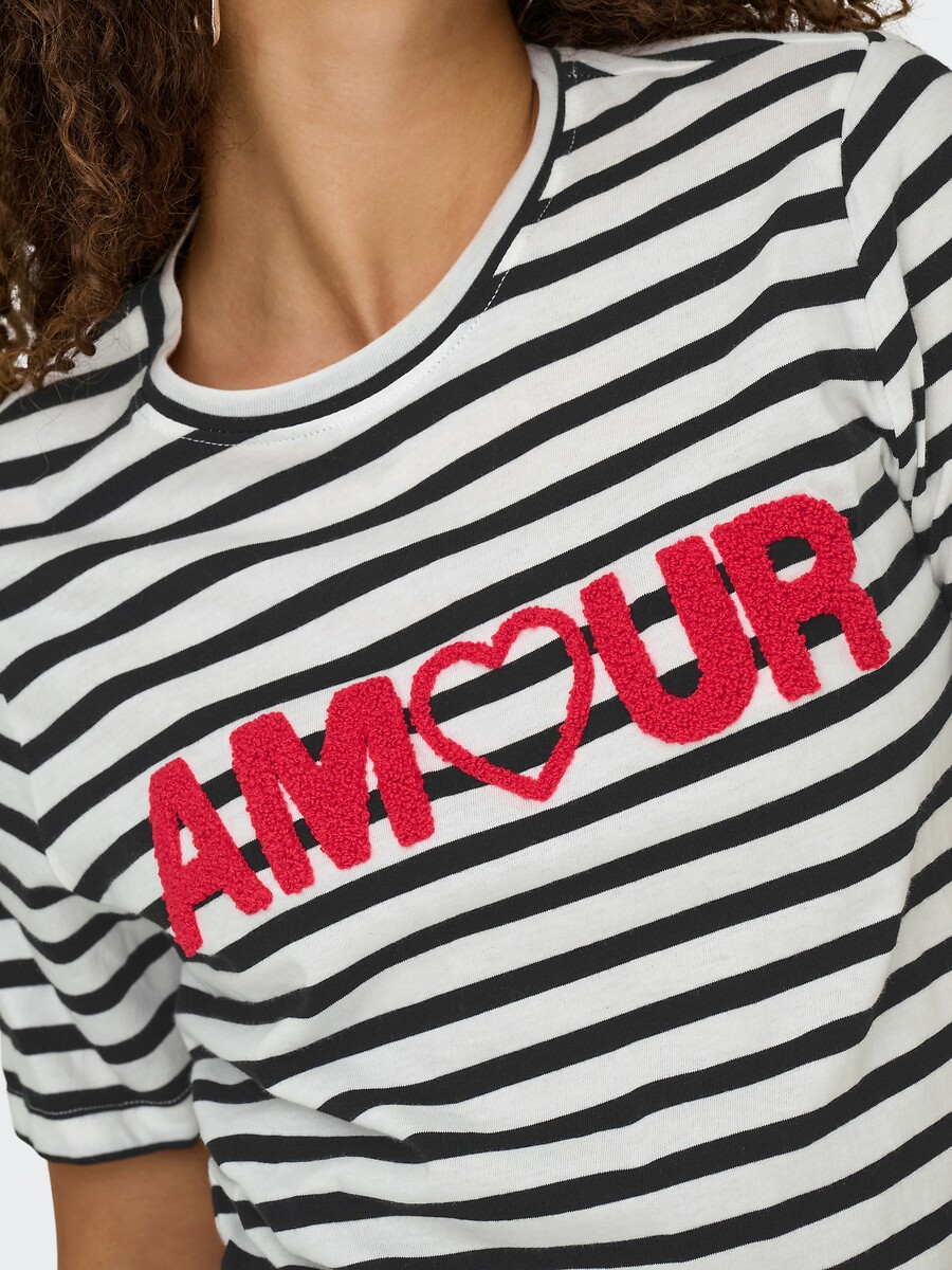 SOMENTE<br>Camiseta listrada com inscrição 'amour'