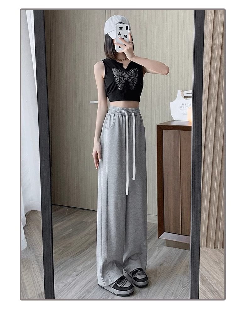 Horrysonie - Elastische taille, effen, wijde joggingbroek