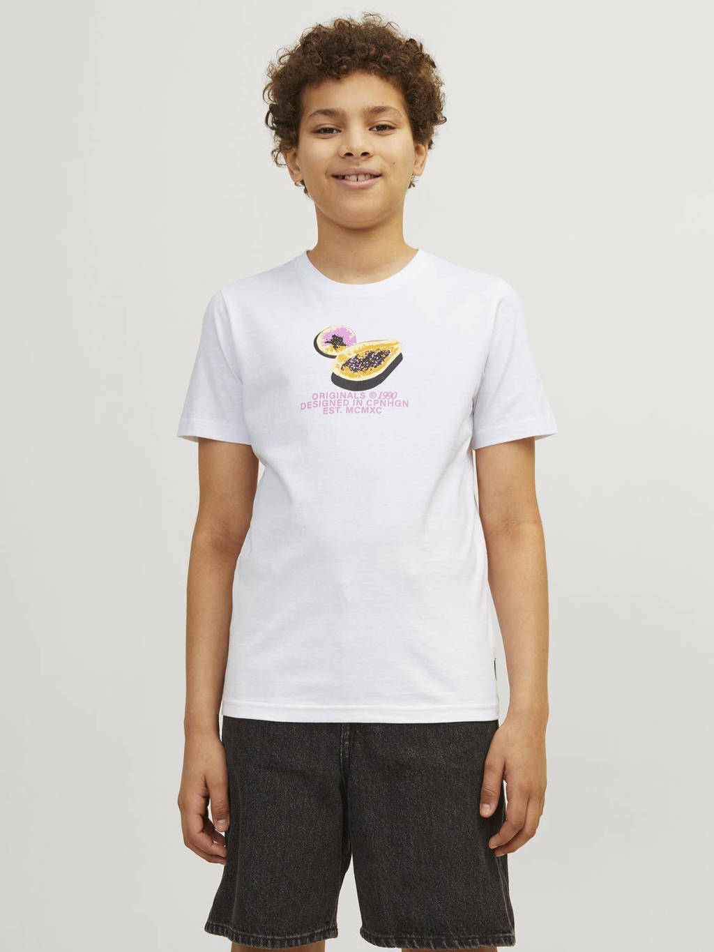JACK & JONES T-shirt JORTAMPA met printopdruk wit