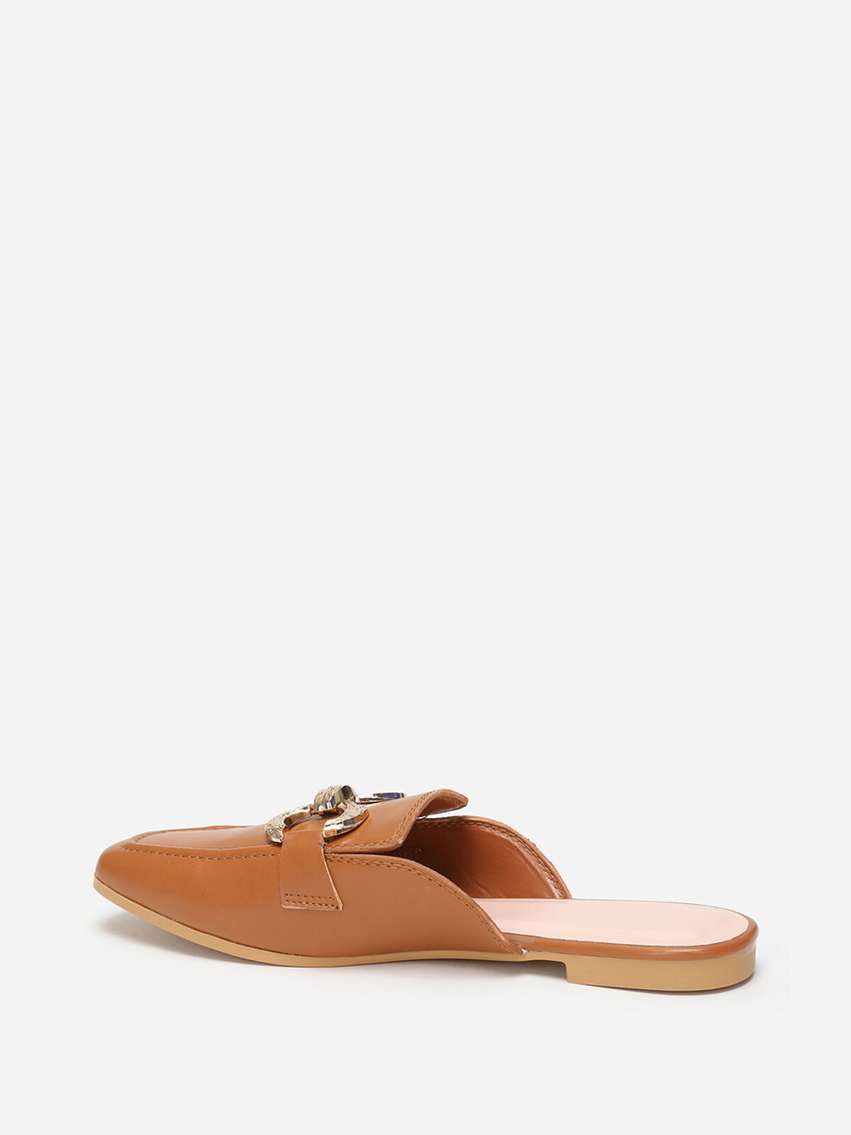 Mules mocassins à boucles- Camel