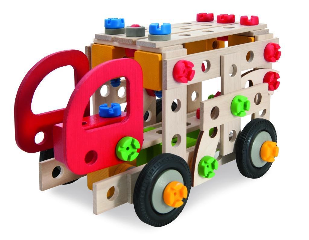 Holz-Feuerwehrauto CONSTRUCTOR 155-teilig in bunt