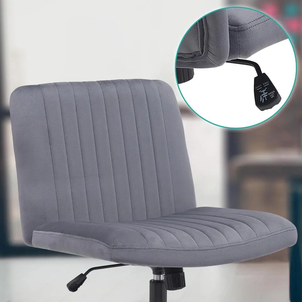 CLP Bureaustoel Kingman zwart Frame - Fluweel - donkergrijs
