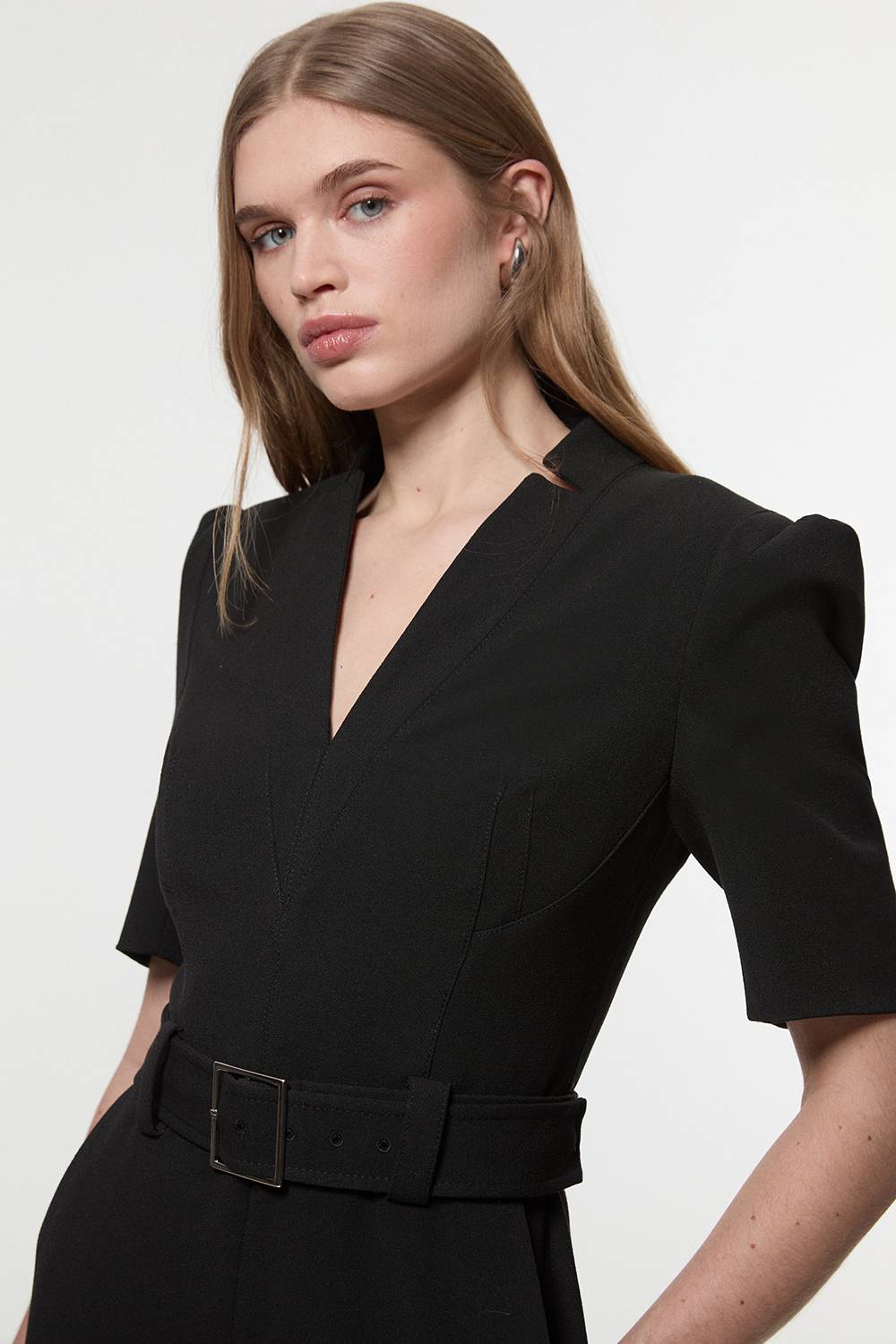 KarenMillen Combinaison ceinturée Forever en crêpe structurée pour grande taille