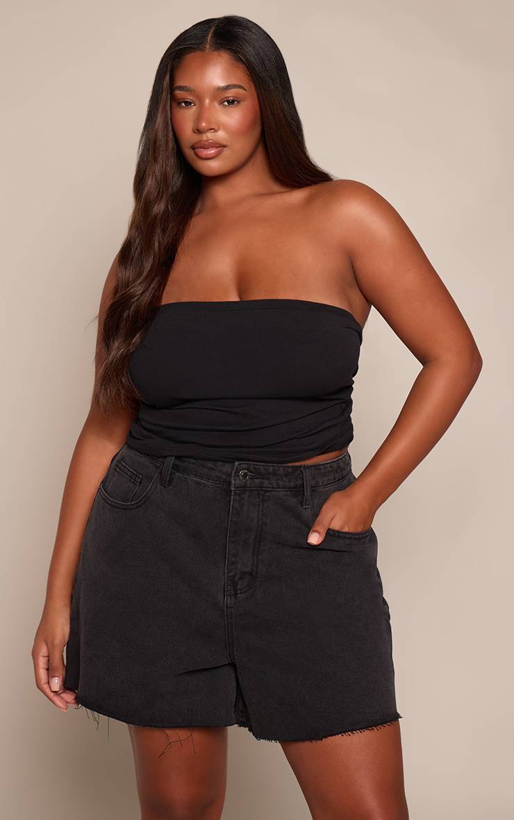 Noir Short En Jean Fluide Grande Taille