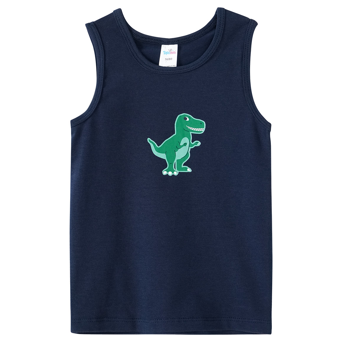Topomini 2 Baby Unterhemden mit Prints grün / dunkelblau