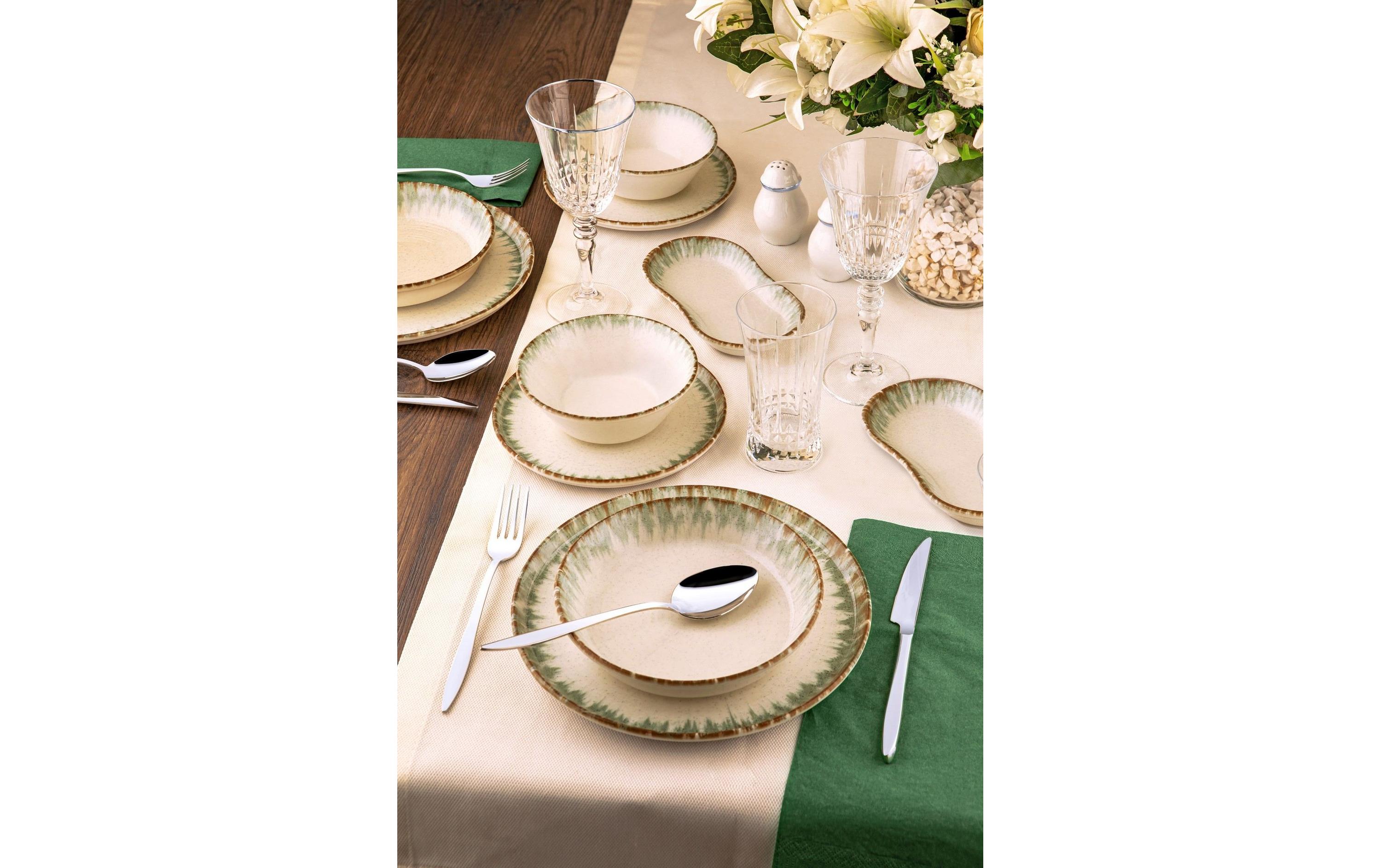Speise-Service Grün/Braun/Weiss<br>Tafelservice (27 Stück)
