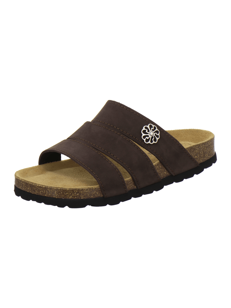 Pantoletten Damen Leder mocca