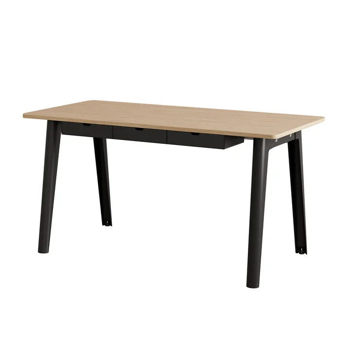 TipToe - NEW MODERN Schreibtisch mit Schubladen, 75 x 150 cm, Birke / graphite black