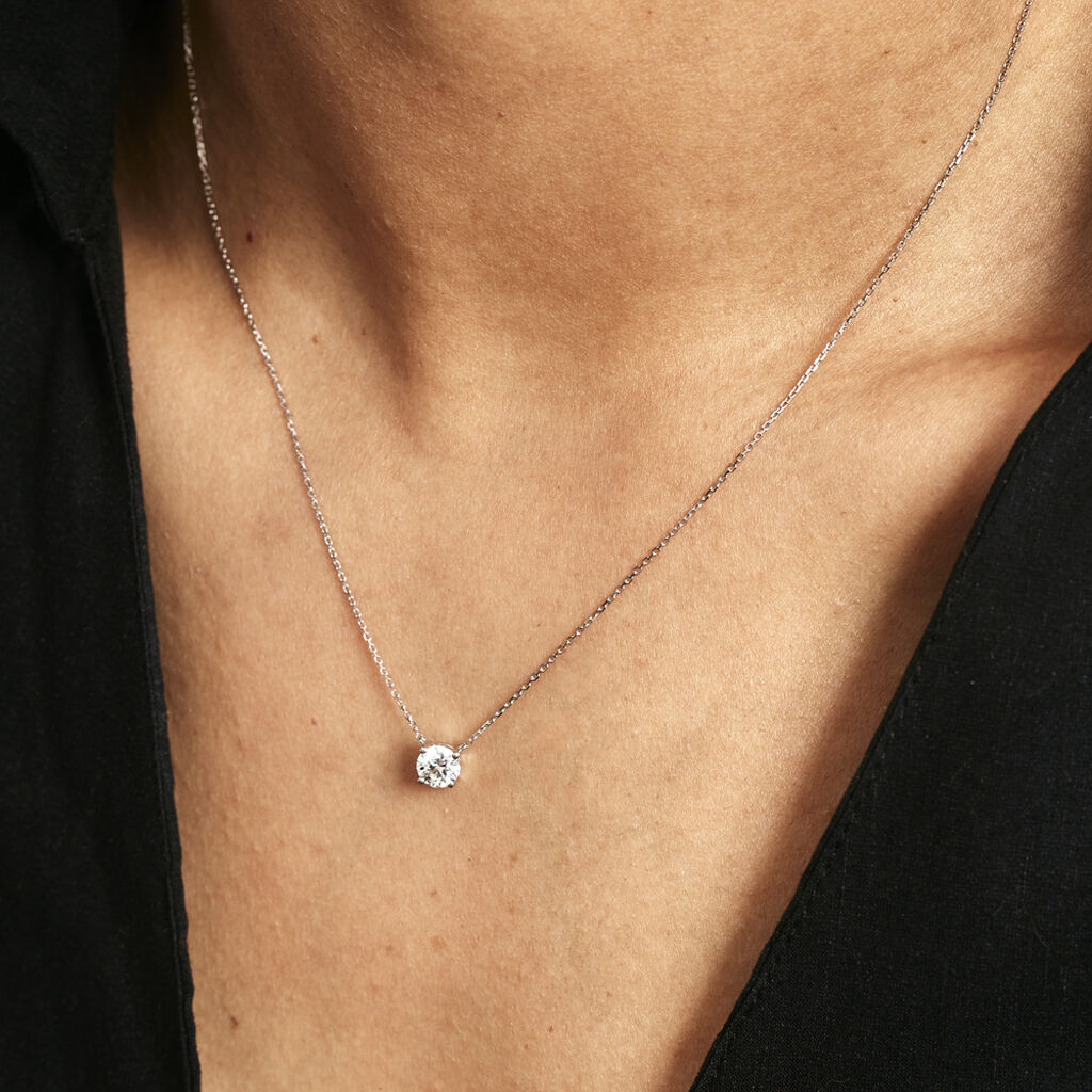 Collier Collection Aphrodite Or Blanc Diamant Synthetique