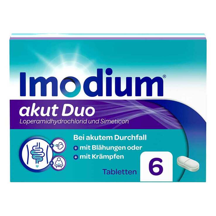 Imodium akut Duo - bei akutem Durchfall mit Blähungen, 6 St