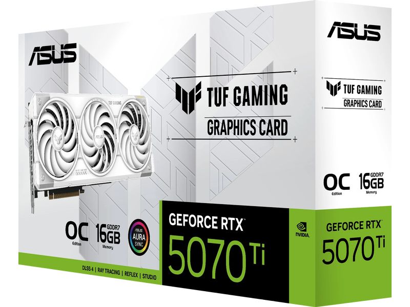 ASUS Grafikkarte TUF Gaming GeForce RTX 5070 Ti White OC Ed Gaming-Grafikkarte mit 16 GB GDDR7-Speicher