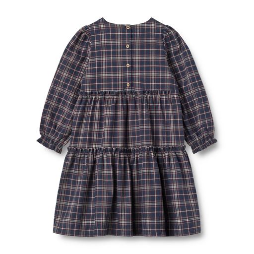 Wheat Fanny Kjole, Navy Check, 104 cm
