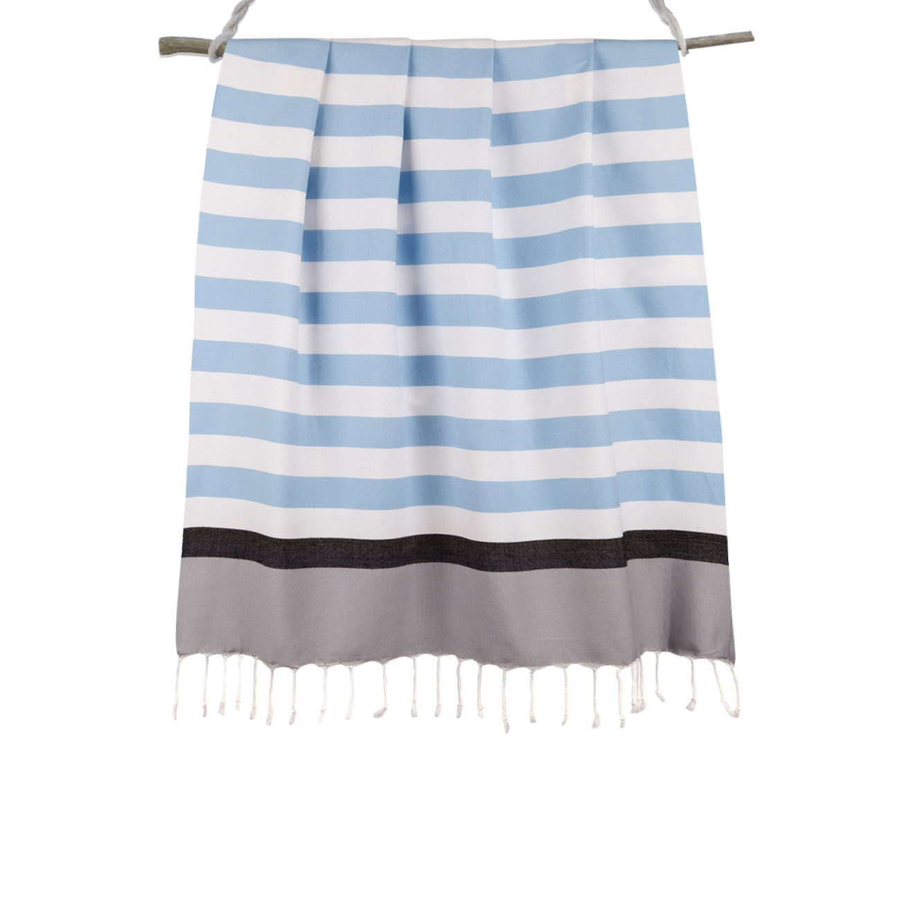 Febronie Fouta Arcachon bleu ciel/blanc/bleu marine/gris perle - 100x200 cm