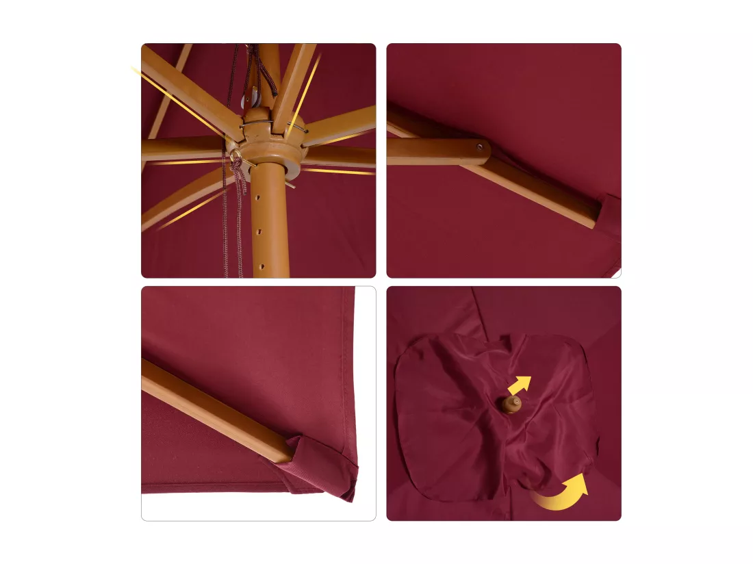 Parasol droit rectangulaire de jardin 2,95L x 2l x 2,55H m rouge bordeaux