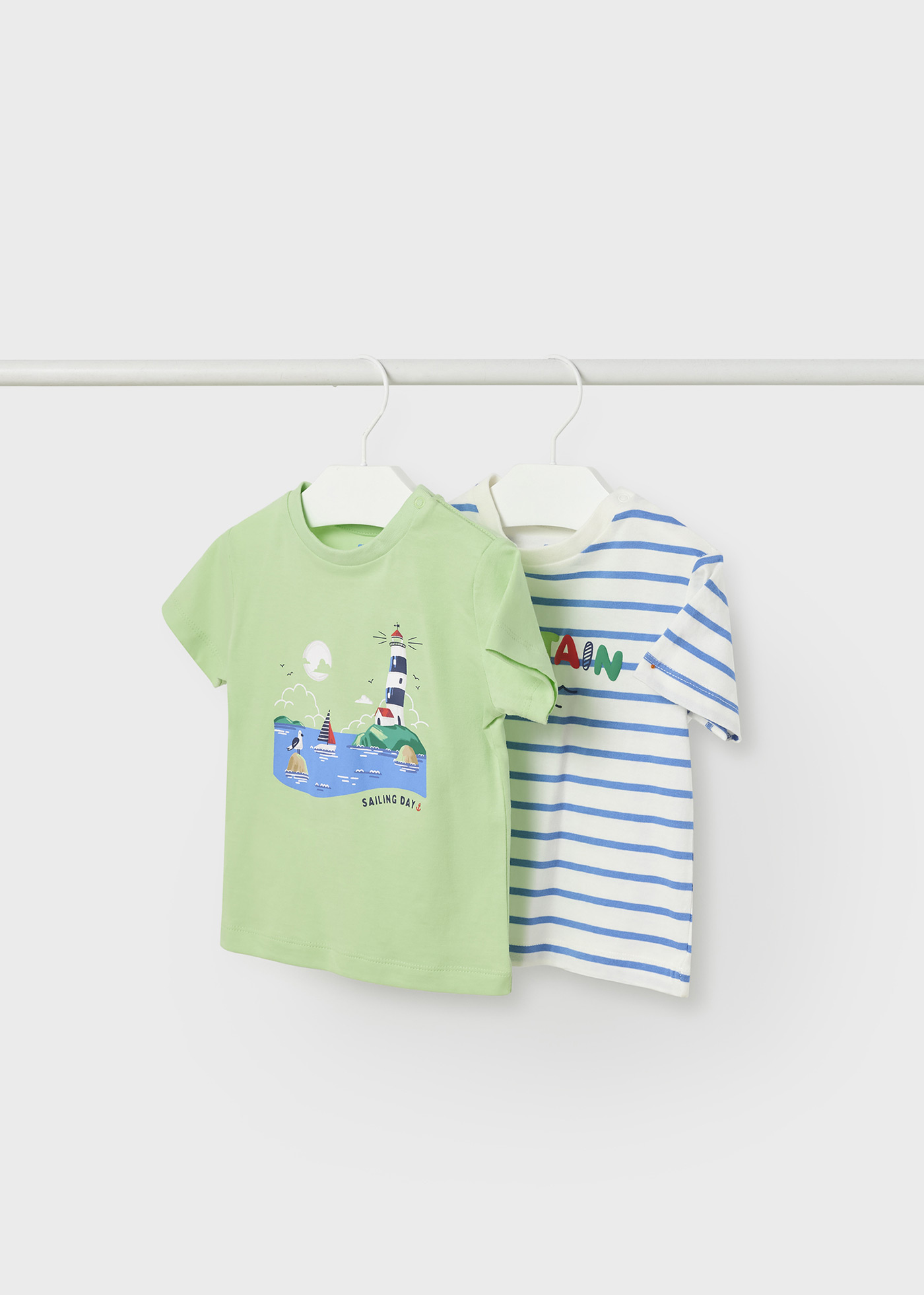 Conjunto de 2 camisetas infantis de manga curta em algodão sustentável