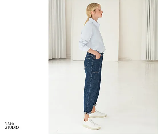 NAH/STUDIO Mom-Jeans | recycelte Baumwolle, Dark Blue