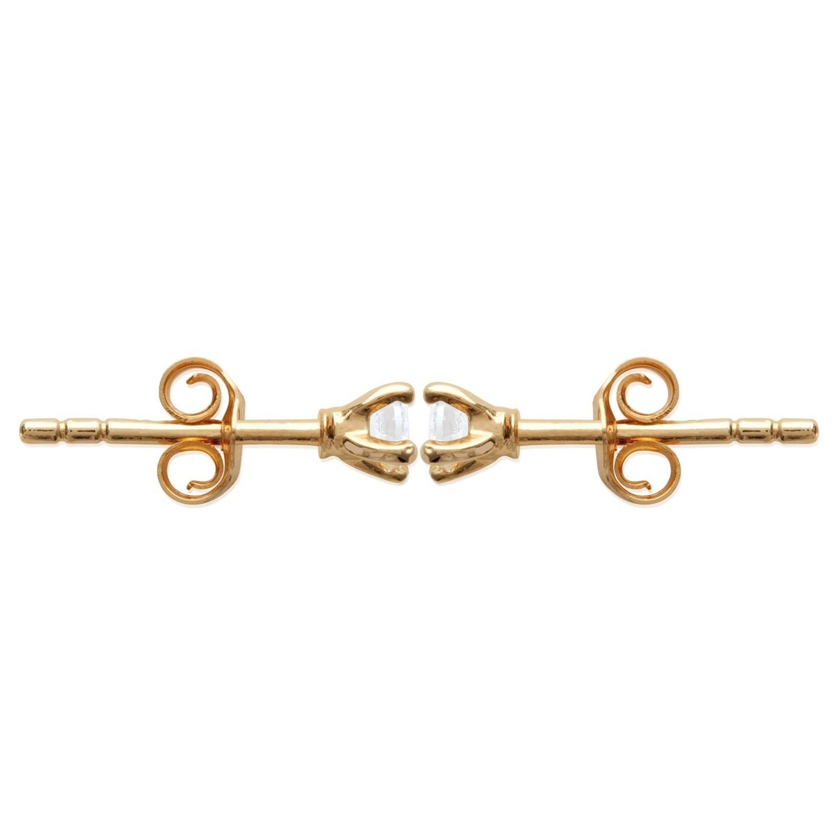 Boucles d'oreilles clous puces oxyde de zirconium Plaqué or 750 3 microns