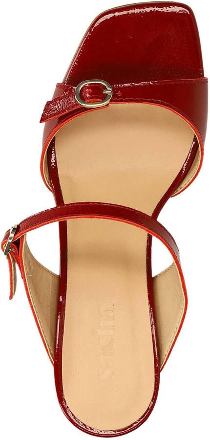 Sacha Dames Rode lakleren sandalen met hak