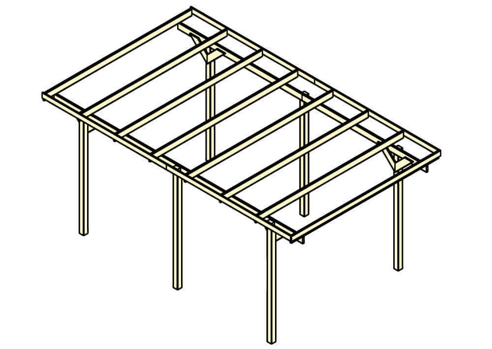 Alpholz Enkele Carport Sicilië, Houten Carport in Zwart, Overkapping, Luifel
