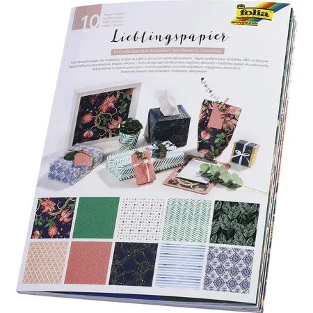 Folia Lieblingspapier Ganzjahr, einseitig bedrucktes Motivpapier, 80 g/qm, 10 Blatt in 10 verschiedenen Motiven sortiert, ca. 50 x 70 cm