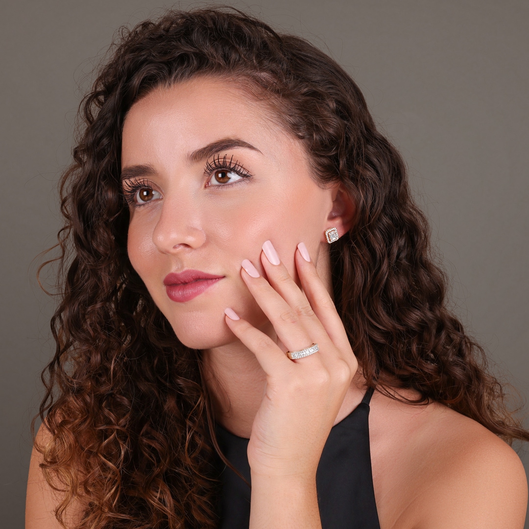 0.47 Karat Baguette & Diamantring 750/18 K Roségold
