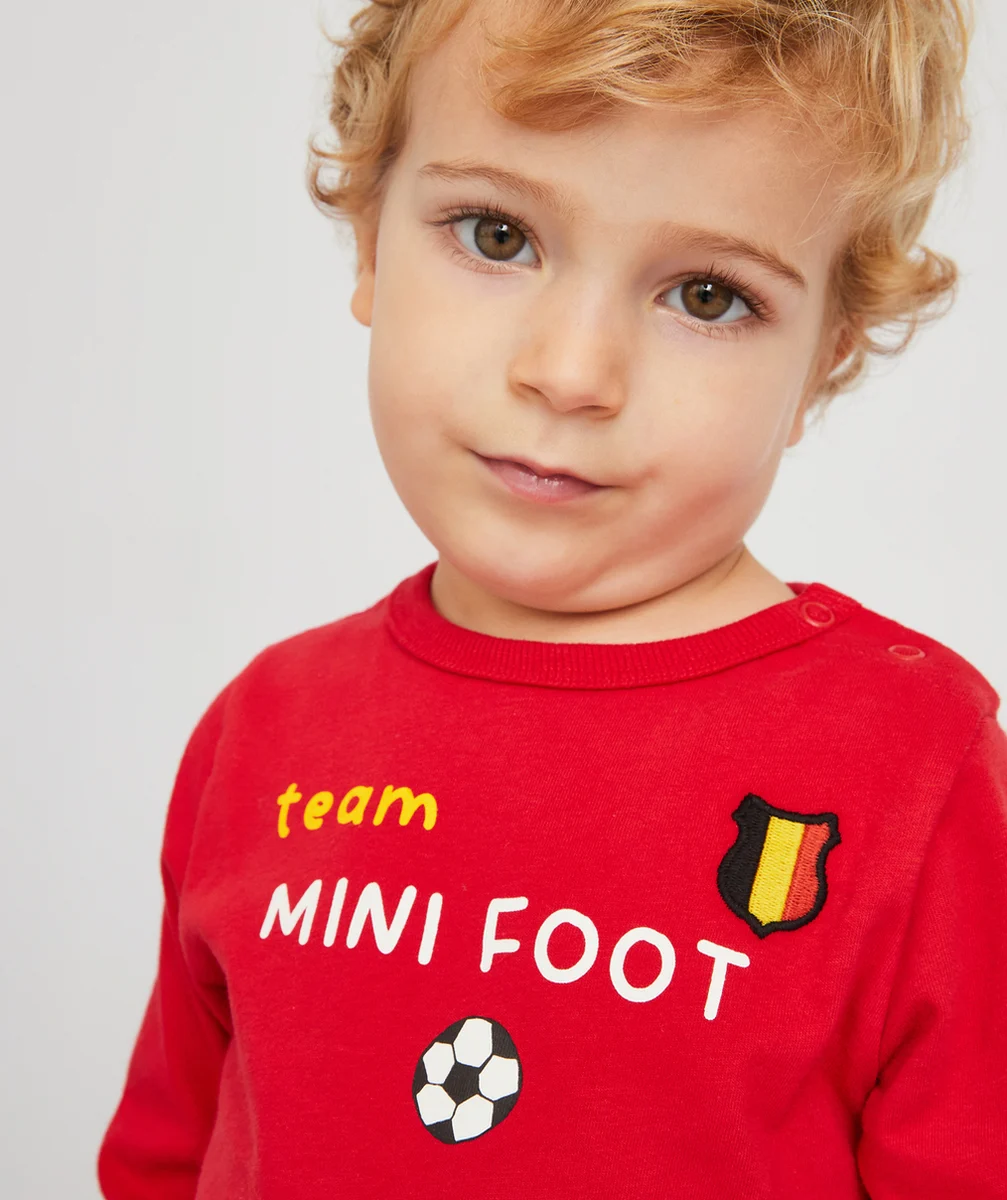 T-SHIRT BÉBÉ GARÇON EN COTON BIO ROUGE THÈME FOOTBALL