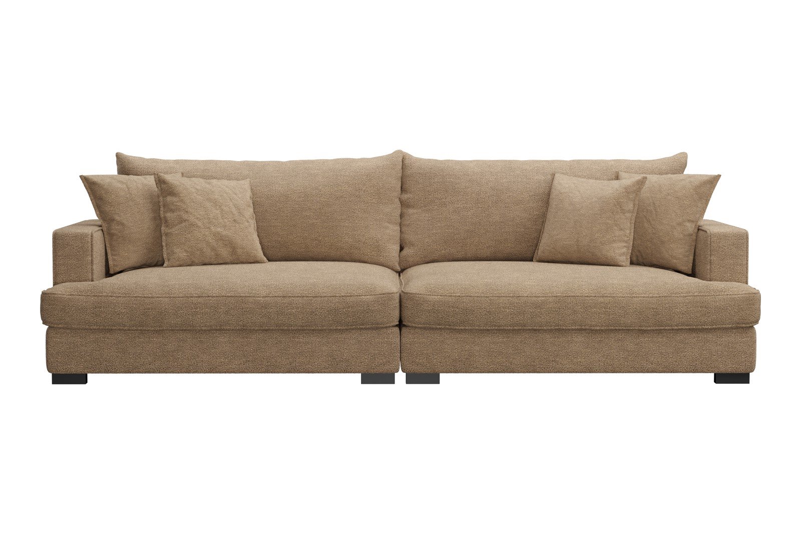 Rossi Lux 4-seter sofa Tekstil Beatto 1012 Brown, arm A med sorte ben. Lux Komfort.