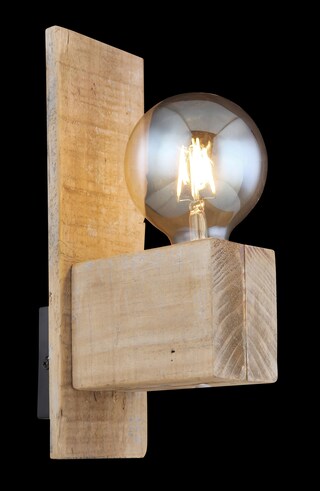 GLOBO Retrofit Wandleuchte Adalie Holz naturfarbig 9x16,5cm H30cm