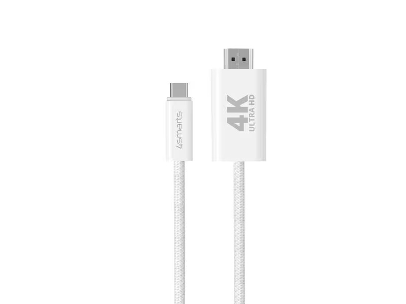 (2m) USB C auf HDMI 4K@60Hz Adapter Geflochtenes Nylon Kabel (1654541) - Weiss
