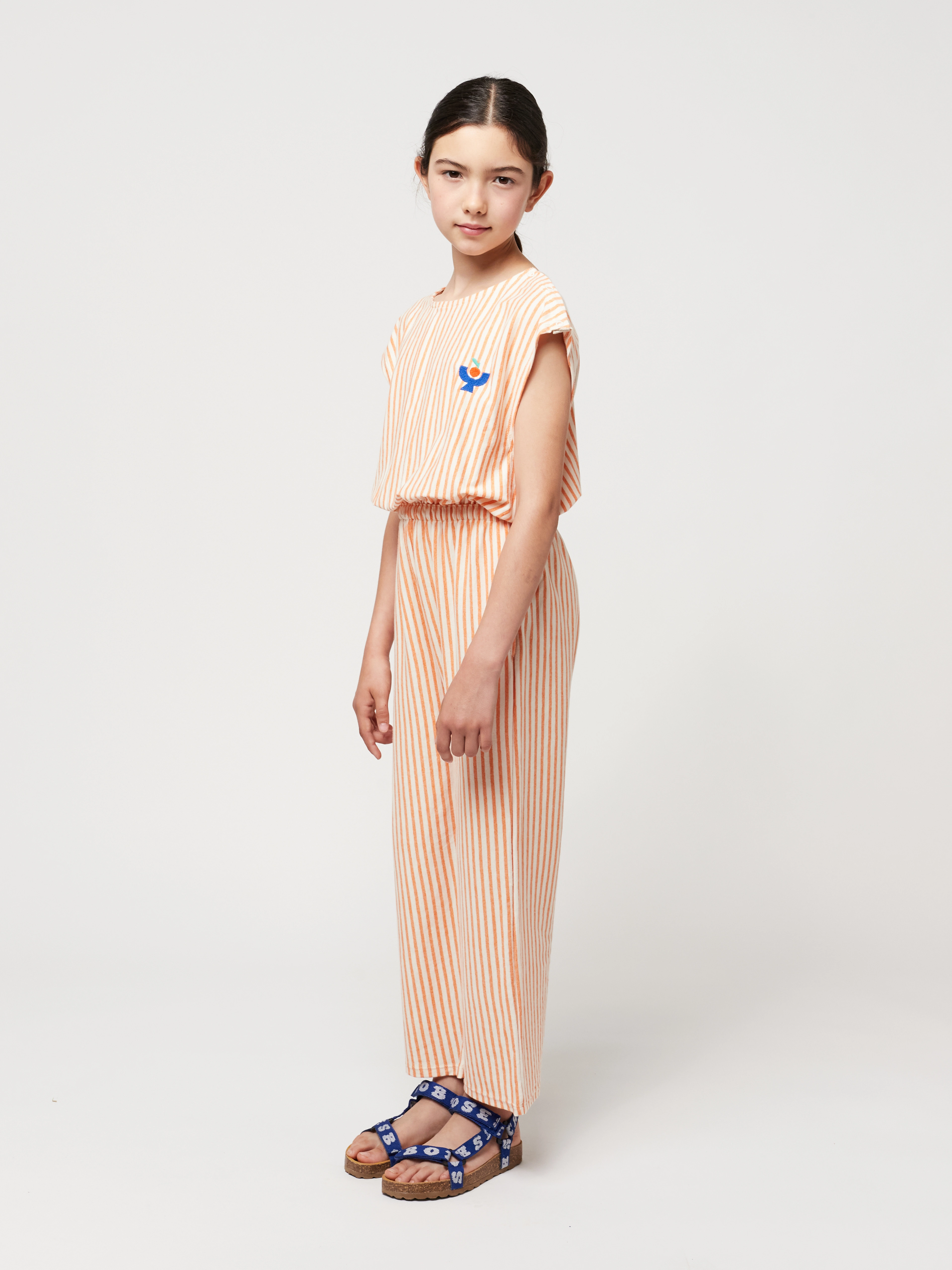 Jumpsuit VERTICAL STRIPES ärmellos in orange