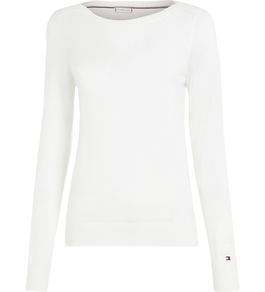 Camisa Tommy Hilfiger com gola canoa e costura branca