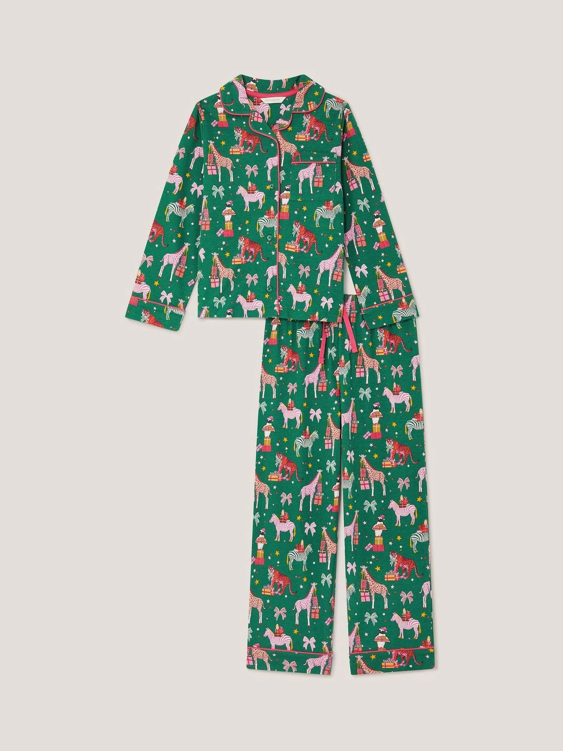 Monsoon Christmas Animal Print Long Pyjamas Set