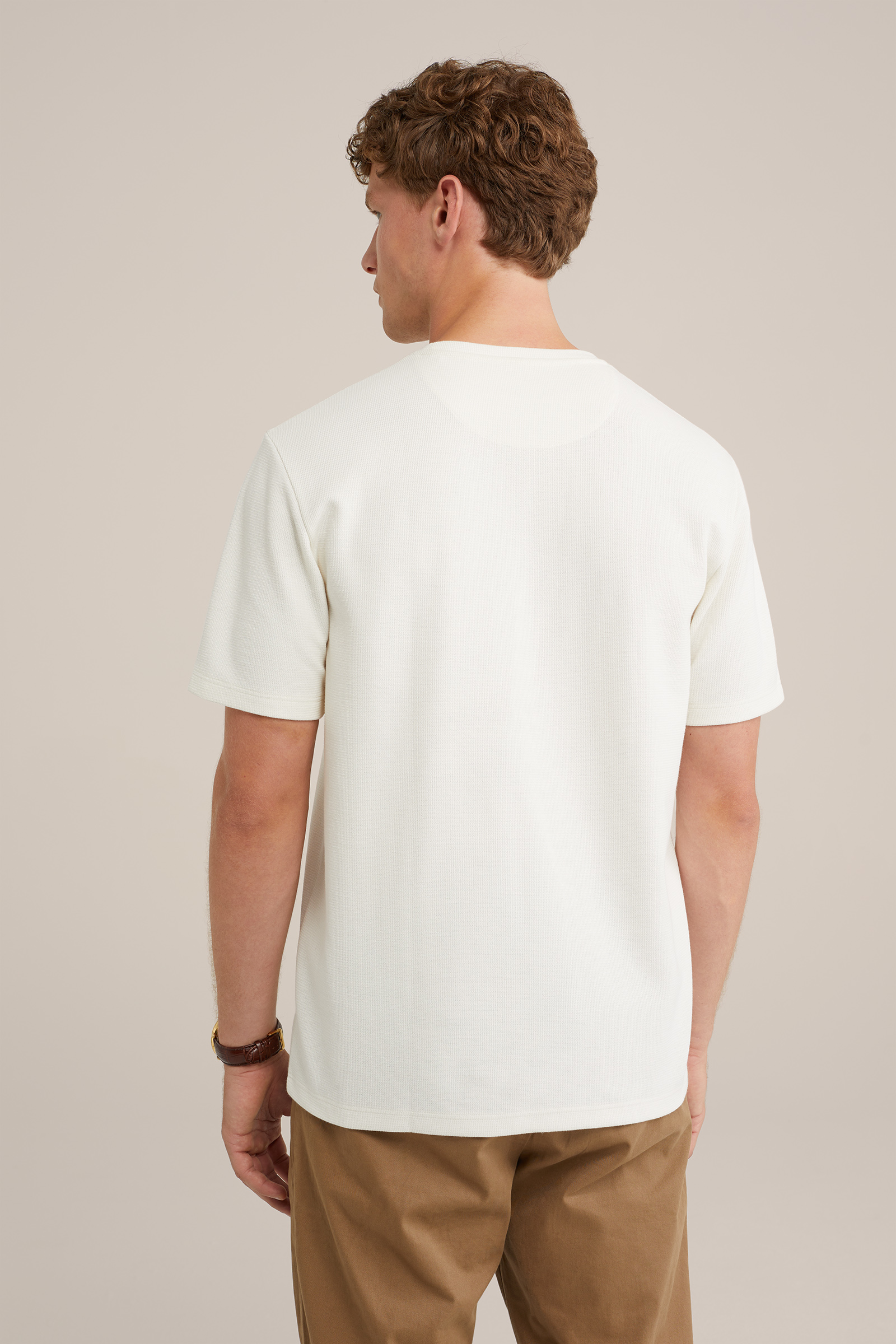 T-shirt met structuur WE Fashion Wit