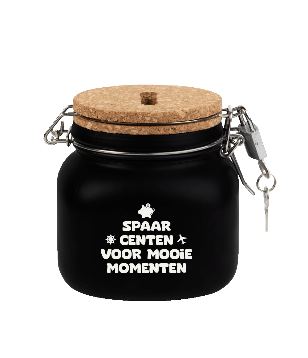 Zwarte Spaarpot Mooie Momenten 12,5cm