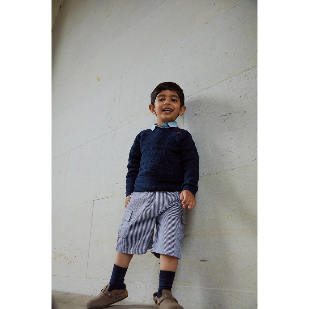 Køb COPENHAGEN COLORS Navy Stripe Striped Pocket Shorts