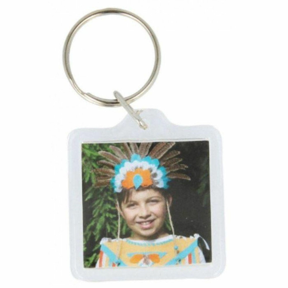 8 porte-clés transparents pour photos 3 x 3 cm