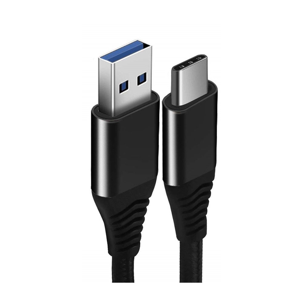 (1.2m/3A) Robustes USB auf USB C Ladekabel Datenkabel Nylon - Schwarz