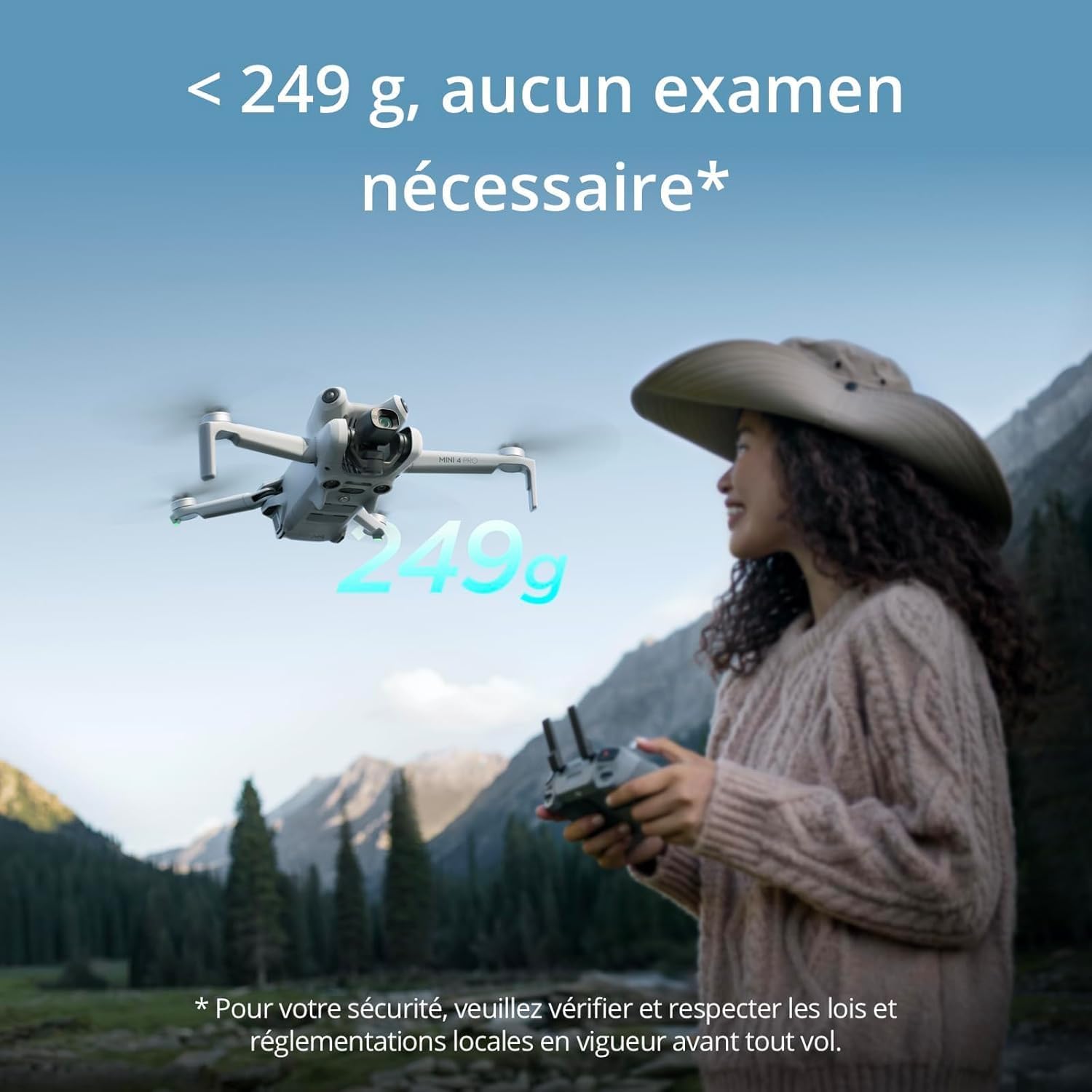 DJI Mini 4 Pro Fly More avec DJI RC 2 + Card Care Refresh 1-Year Plan, Mini Drone Pliable avec Caméra 4K, Moins de 0,549 lb/249 g, Temps de Vol de 34