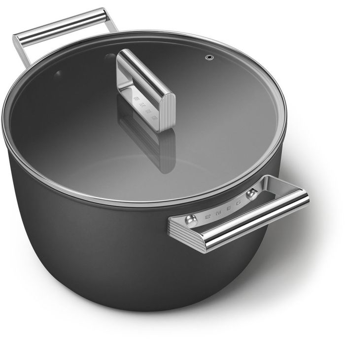 SMEG Kochtopf mit Deckel 26 cm CKFC2611BLM Schwarz