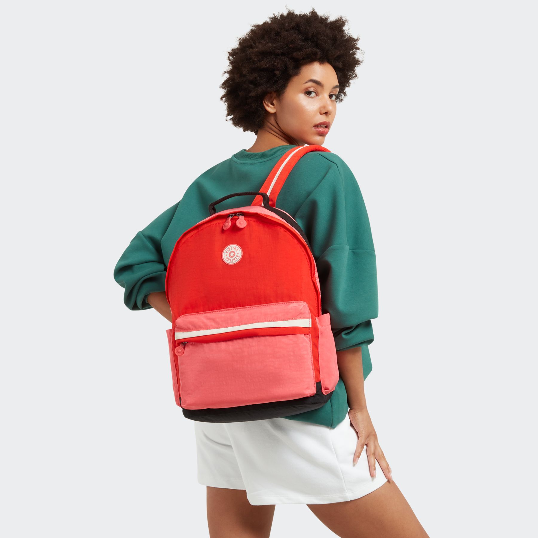DAMIEN L Sac à dos polyvalent avec Housse pour Ordinateur - Tango Pink Block