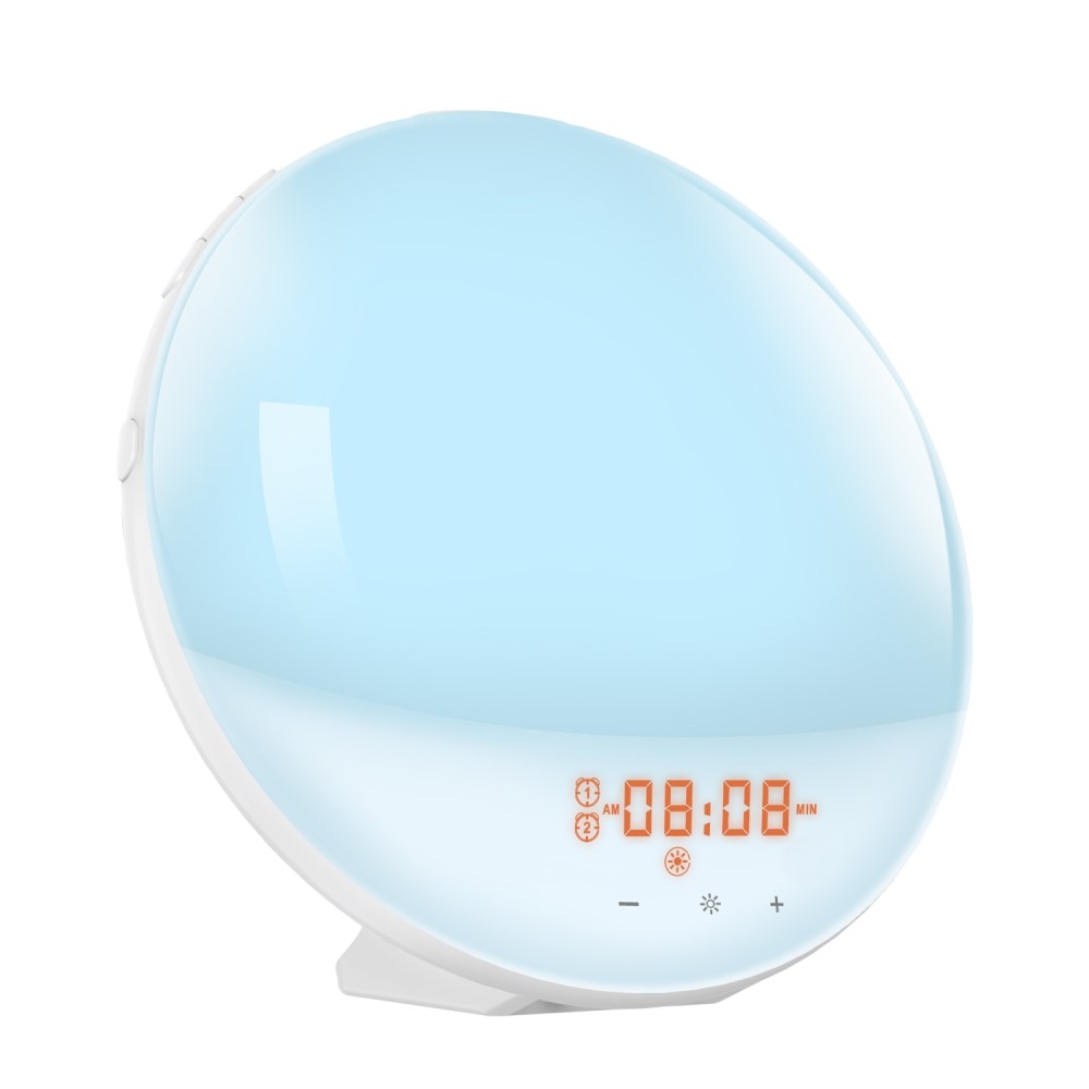 Smart Sunrise Wake Up Licht USB Wecker Sunset Nachtlicht FM Radio Tischuhr Touch Control - Weiss