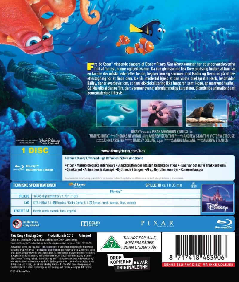 Find Dory / Finding Dory - Disney Pixar - Blu-Ray