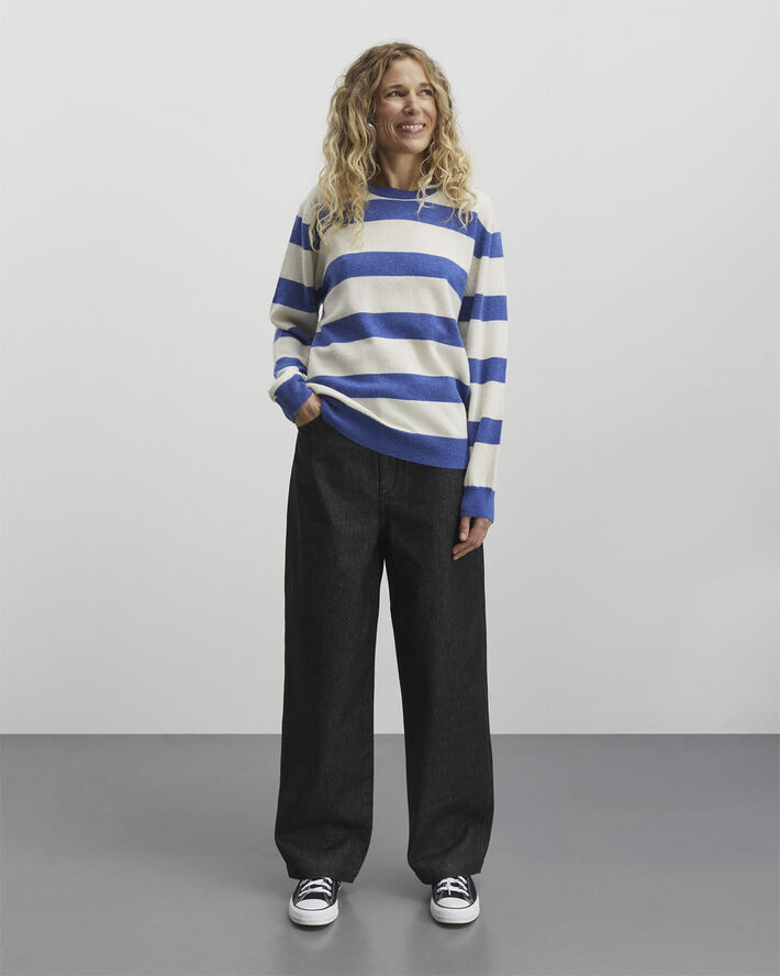 Mads Nørgaard - Copenhagen Eco Wool Stripe Kasey Sweater Blå og hvid med striber