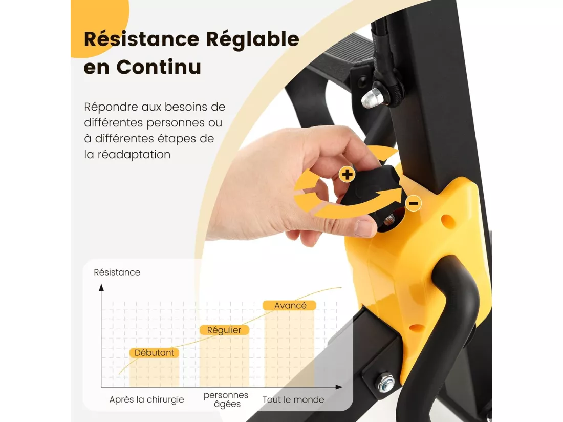 Vélo d'Appartement à Pédales Pliable 9 Hauteurs Résistance Réglable Fonction D'étirement avec Rouleaux de Massage,Ecran LCD