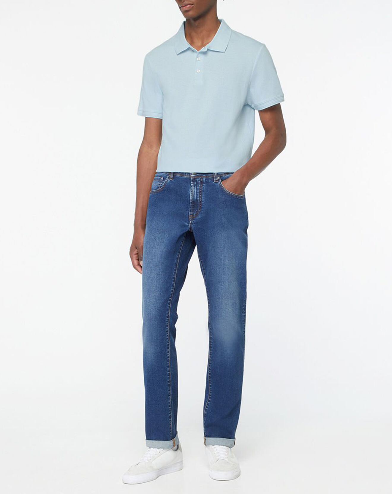 Galeries Lafayette Polo droit en Coton organique Soloc bleu ciel