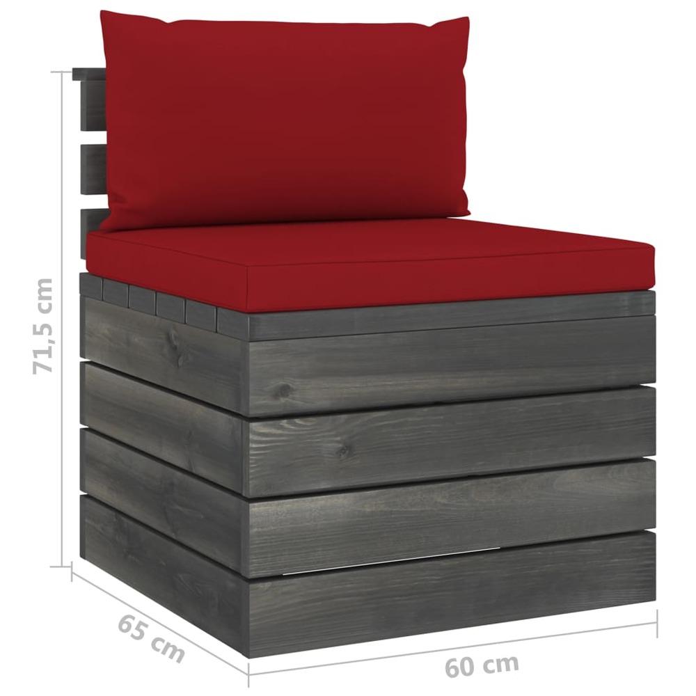 Salon de jardin palette meuble d'extérieur ensemble de mobilier 7 pièces avec coussins bois de pin massif