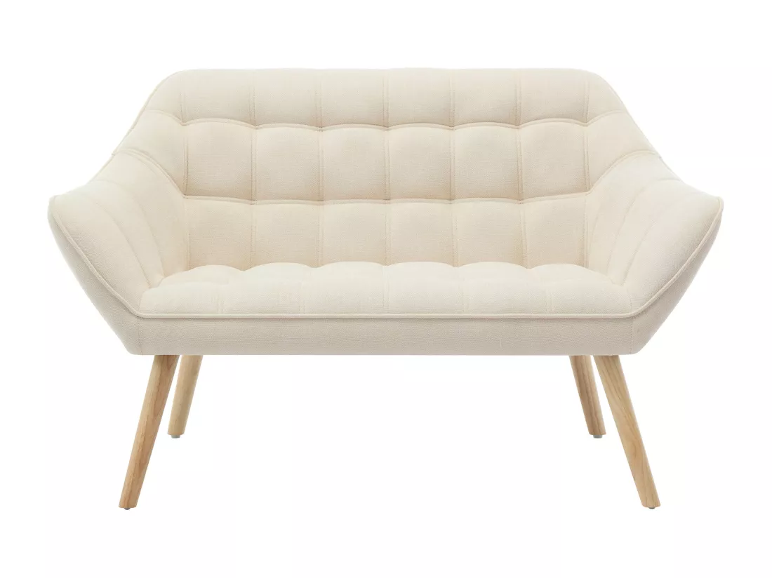 Canapé 2 places et fauteuil en tissu beige CASERTA